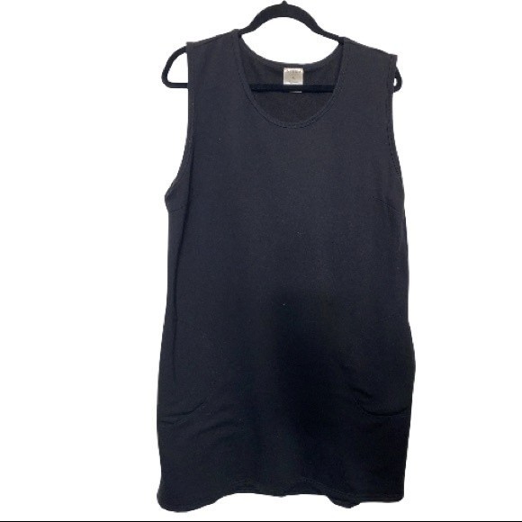 Serra Black Sleeveless Jumper dress pockets midweight Sweatshirt Fabric size XL - Picture 9 of 13